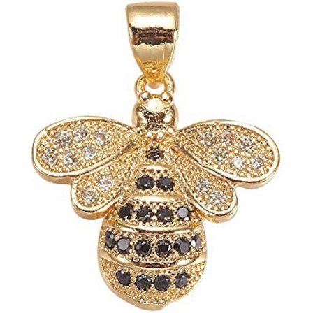 5 st Cubic Zirconia Hängsmycken Guld Hängsmycke Bin Mässing Charms Hängsmycke för DIY Smyckestillverkning Armband Halsband Örhänge