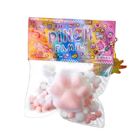 Taba Kattfot Squishy Legetøj, Kawaii Stressreducerende Klemmelegetøj til Dyreelskere Hvid Hvid