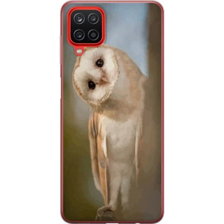 Samsung Galaxy A12 Gennemsigtig cover Uggla Nyfiken Blick Fågelmotiv Skog Natur Grafiskt Design