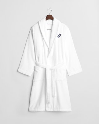 GANT - Brodert morgenkåpe white