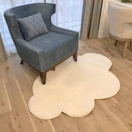 Kort haug teppe Antislipp Vaskbart teppe for stue soverom baderom gang stol sofa gulvdekorasjon Hvit 60 X 90cm