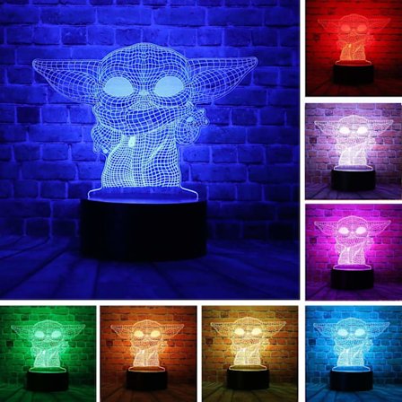 Tegneserie Darth Vader Stormtrooper Yoda Anime Figur 3D Optisk Illusion LED Soveværelse Dekoration Bordlampe med Fjernbetjening 7 Farver Nattelys-