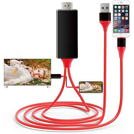 Lightning til HDMI kabeladapter kompatibel med iPhone, RED Red