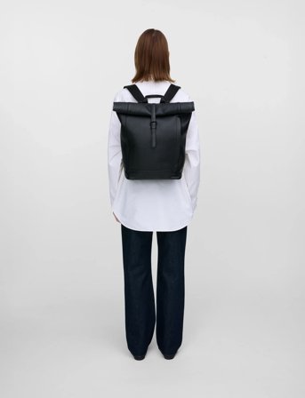 SANDQVIST Leather Rolltop Backpack - Black - ONE SIZE