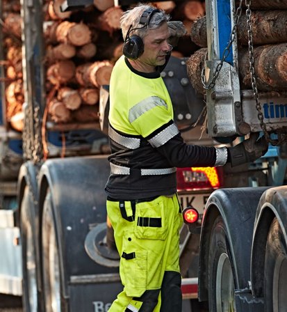 Fristads Herr Varsel långärmad T-shirt 7519 THV, klass 1, Varsel Gul/Svart