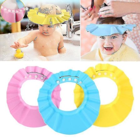 Baby Shower Shampoo Cap (3pcs)ear Protection Safe Cap Adjustable Visor Hat Protect Eye Water-proof Hair Wash Shield For Infant Bath