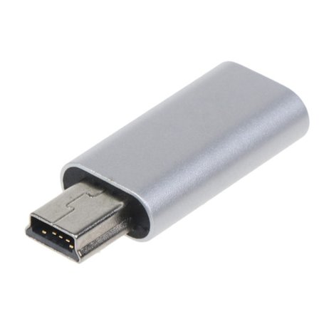 USB C till Mini USB 2.0 Adapter Typ C Hona till Mini USB 2.0 Hane Konverterare Aluminiumlegering Skal för MP3-spelare, Kamera