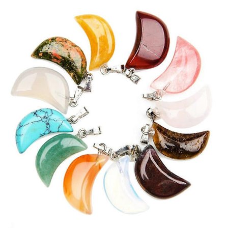 10 st Naturliga Kristallhalsband Hängen Månformade Agatarmband Hängen DIY Material Present Smycken Fynd Blandade Mönster[D]
