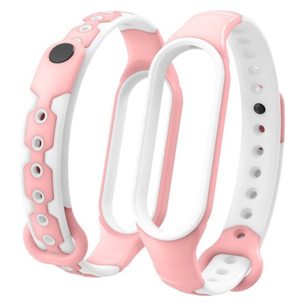 Xiaomi Mi Smart Band 6 kaksivärinen silikonikellon ranneke - Pinkki / Valkoinen
