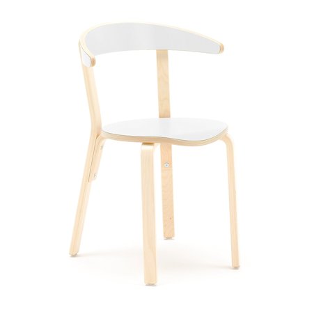 Kantinenholzstuhl LINUS, H 450 mm, Birke, Laminat weiß
