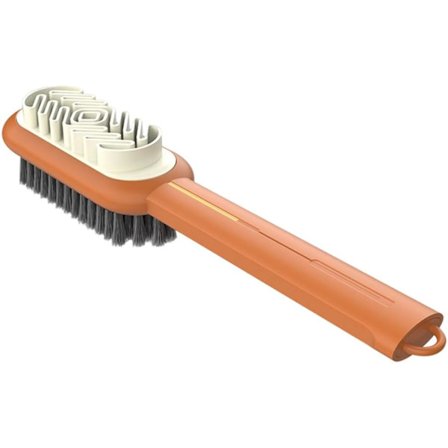 Universal 2-i-1 skobørste i semsket skinn med poleringsviskelær i gummi og myk plastbørste for rengjøring av semsket skinn og nubuck (oransje)