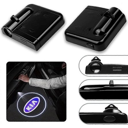 2 stk. Passer til KIA Dørlys Logo, Trådløst Bil Dør Projektor Logo Lys HD LED Hilsen Spøgelses Skygge Velkomst Lampe