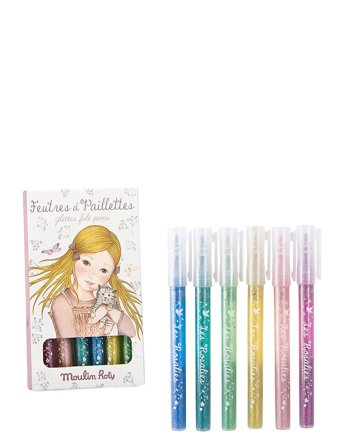 Moulin Roty | Felt Pens 6 Pcs - Glitter - Les Rosalies | ONE SIZE