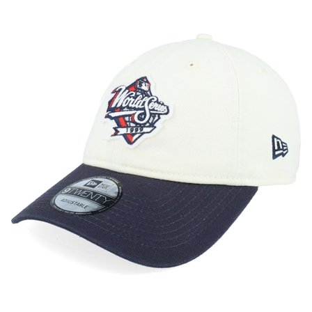 New Era - MLB Beige unconstructed Czapka Z Daszkiem - World Series 99 Patch 9TWENTY Stone/Navy Dad Cap @ Hatstore