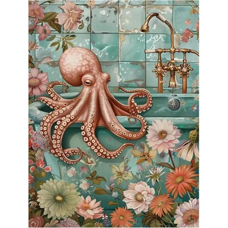 Blæksprutte Diamant Kunst Sæt til Voksne, Blæksprutte Diamant Maleri Sæt, Ædelstens Kunst Sæt til Gaver og Boligindretning 30x40 cm