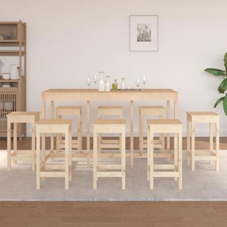 Vidaxl Barmöbler 9 Delar Massiv Furu Brun