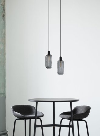 Amp taklampe large Ø12 - smoke/sort