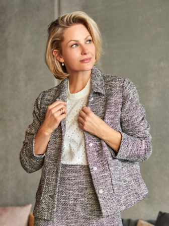 BRANDTEX - Boucle Jakke - Sort/Grå Mix