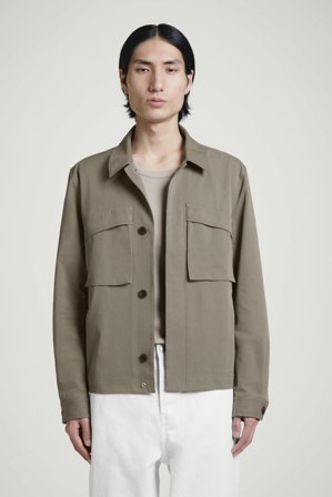 COS Men's Utility Cotton Twill Overshirt in Beige