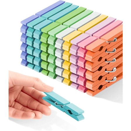 Klädnypor Färgade Trä Klädnypor Cheer Pins 50-Pack 7,4 cm Stäng Klämmor 10 Pastell Macaron Färger - Färgglada Målade Klämmor för Hantverk Fotohängning