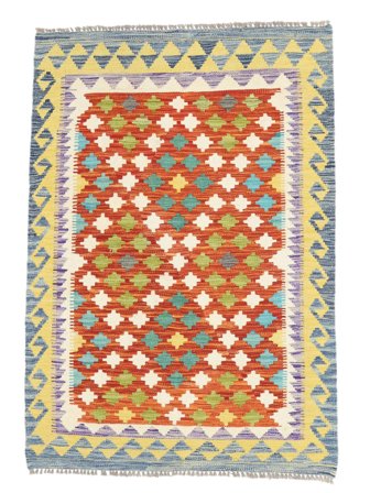 Kilim Afghan Old Style Rug Hand Woven 104X145 Red/Yellow Afghanistan
