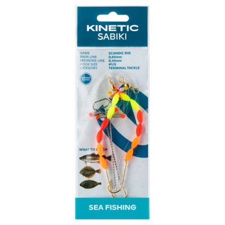 Kinetic Sabiki Scandic #1/0 - Yellow/Red/Orange