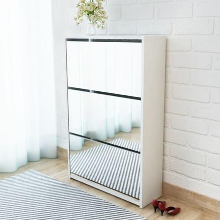 vidaXL Skoskåp med 3 lådor och spegel vit 63x17x102,5 cm Vit