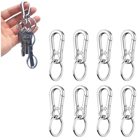 8-delt nøgleringsæt - Kædeklemme krog opbevaringsboks - (Sølv)