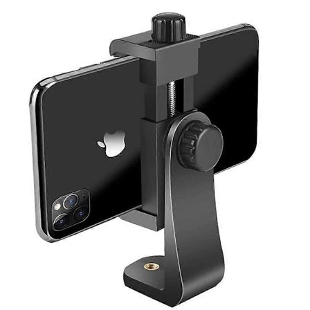 Universal Handy Stativ Adapter Smartphone Holder Kompatibel med Stativ Tripod Selfie Stick Monopod med Standard 1/4 "-20 Skruehoved, fr [DB]