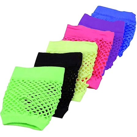 13 stilar 80-tals fisknätshandskar, nätfingerlösa neonglowhandskar med stretch