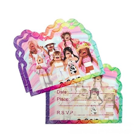 10 stk. Roblox Invitation Cards til Piger Festartikler Fødselsdagsdekorationer