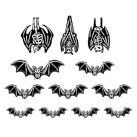 12 stk. Halloween Skelet Flagermus Hængende Dekoration Selvlysende Falsk Sort Flagermus Vægklistermærke Indendørs Udendørs PET Lysende Flagermus Decal