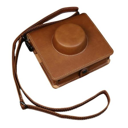 För Fujifilm Instax Wide Evo Kameraväska Portabelt PU Läder Skyddsfodral med Axelrem [DB]