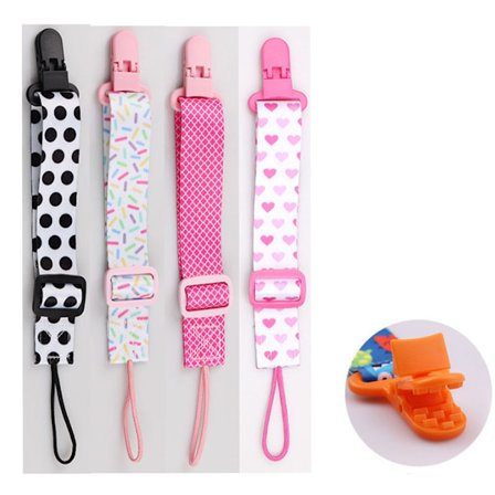 4 stk. Baby Smokk Klips - Justerbar, Stretchy, Vaskbar Smokk