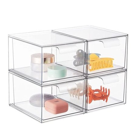 Klar oppbevaringsboks i plast 14x19x11cm 4-pk