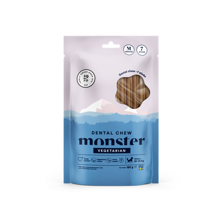 Monster Pet Food - Dog Dental Chew Vegetarisk Medium Week 7 stk 180 g - Hund - Hundegodbiter & tyggebein - Dental tyggebein & tanntyggebein - ZOO.no