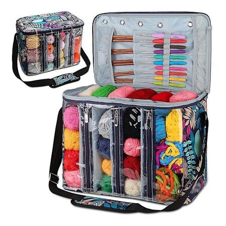 Vevd Veske Hekleveske, Skuldergarnveske med Synlig Rom, Carryi's Garnlagring