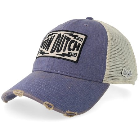 Von Dutch - Sininen trucker Lippis - Distressed Blue/White Trucker @ Hatstore