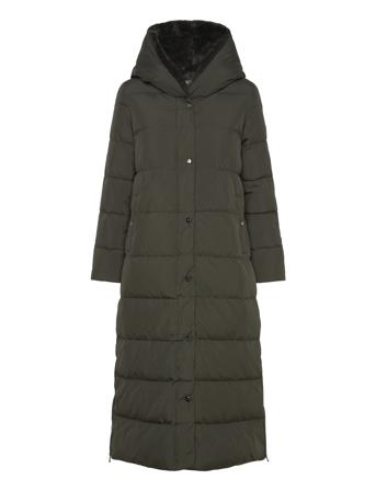 Faux-Fur-Trim Hooded Down Maxicoat Foret Jakke Khaki Green Lauren Ralph Lauren
