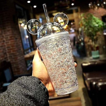 450ml Vandflaske med sugerør til studerende, udendørs sport, drikkekop