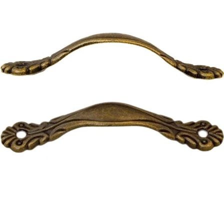 Lådhandtag, Möbelhandtag, Järn, för skåpdörrar, kistor, byråer, retro vintage stil, antik design, brons, 82x14mm, set om 2