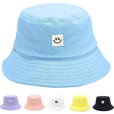 Børne Solhat Smil Ansigt Spand Hat til Piger Drenge Sommer Solbeskyttelse Bomuld Unisex Strand Cap