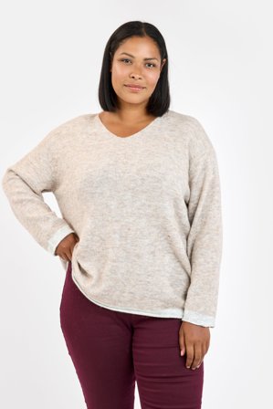 CISO - Langærmet Strik - Lys Beige Melange