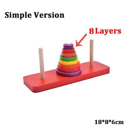 Hanoi Tårn, Pedagogiske Trepuslespill for Barn, Stableleke, Tidlig Læring, Klassisk Mattepuslespill, Leker for Barn, ZXH 8 lag S Rød
