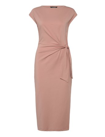 Lauren Ralph Lauren Tie-Front Jersey Boatneck Midi Dress - Pink - XL