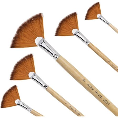 Pensler 5 Stk. Fan Pensel Kunstner Nylon Pensler til Akryl, Akvarel og Oliemaleri