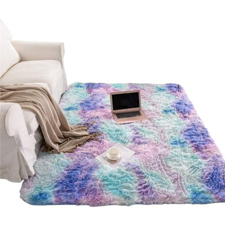 Mjuk fluffig matta för pojkar flickor sovrum plantskola sovsal vardagsrum, Tie Dye fluffig sängmatta färgglad abstrakt inomhus plysch plysch golvmatta