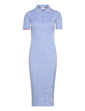 Marle Rib Polo Ss Midi Dress Knælang Kjole Blue Tommy Hilfiger