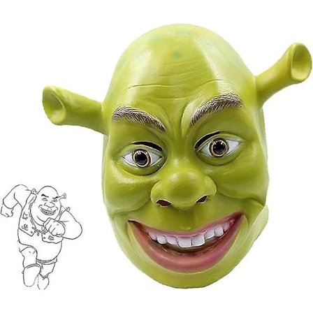 Shrek Maske Kostyme Halloween Cosplay Voksen Hel Hode Grønn Shrek Maske Latexmasker