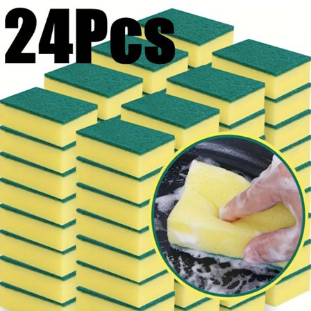 24/48-pack Ultratäta disktrasor - Absorberande hushållssvampar för rengöring, dubbelsidiga köksskrubbar för kastruller och disk.